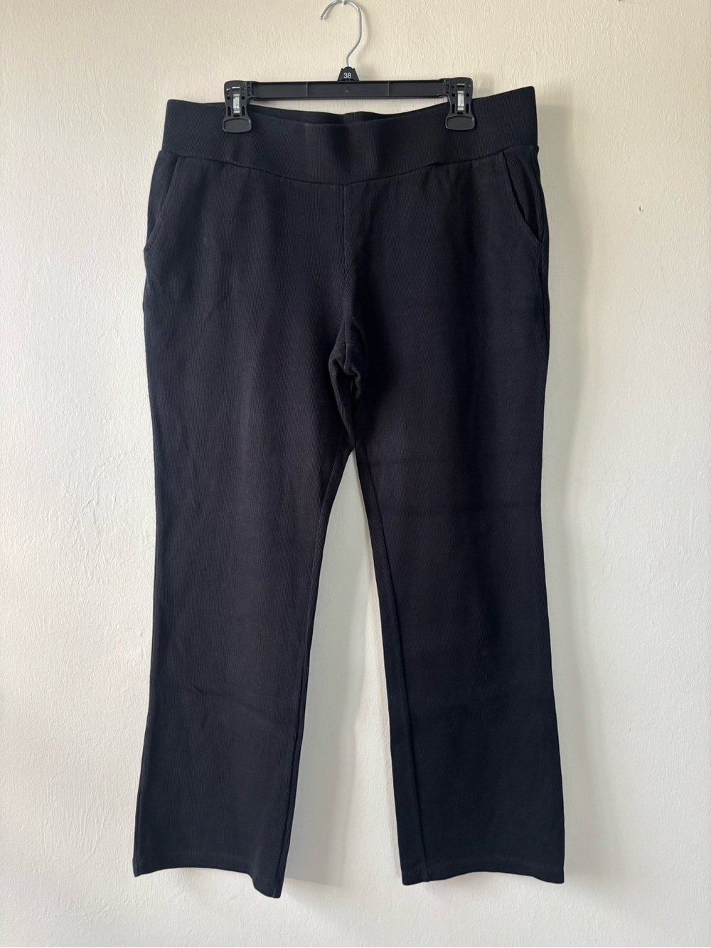 Lauren Ralph Lauren Women’s Size Large Pants Black Ribbed Pull On 100% Cotton